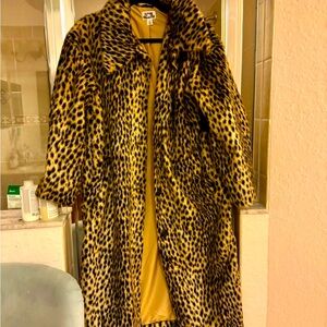 Leopard print Faux Fur Vintage inspired long coat by Future Collective